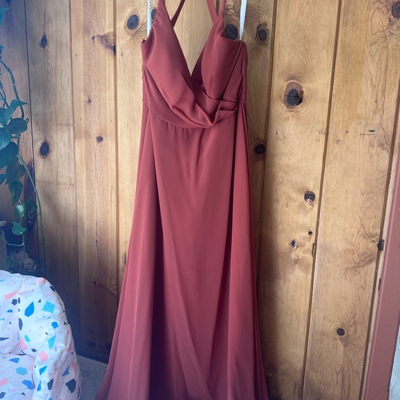 Azazie Dresses & Skirts - Azazie Terracotta Halter Maxi Dress